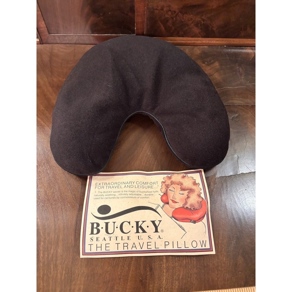 Bucky Seattle USA Buckwheat Hull Travel Neck Pillow Black Ergonomic Comfort